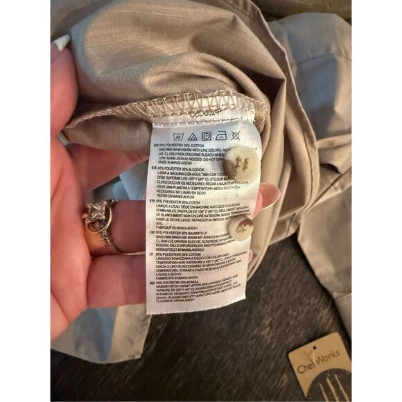 Chef Works Khaki Long Roll Tab Sleeve Shoulder Pocket Button Down Shirt sz XL NW - Picture 7 of 8